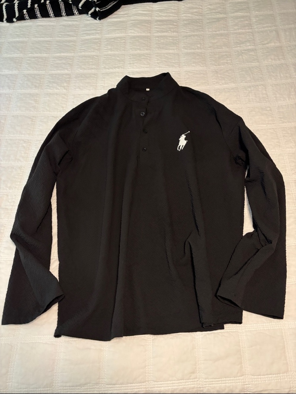 Polo by Ralph Lauren Black Long-Sleeve Polo with White Pony